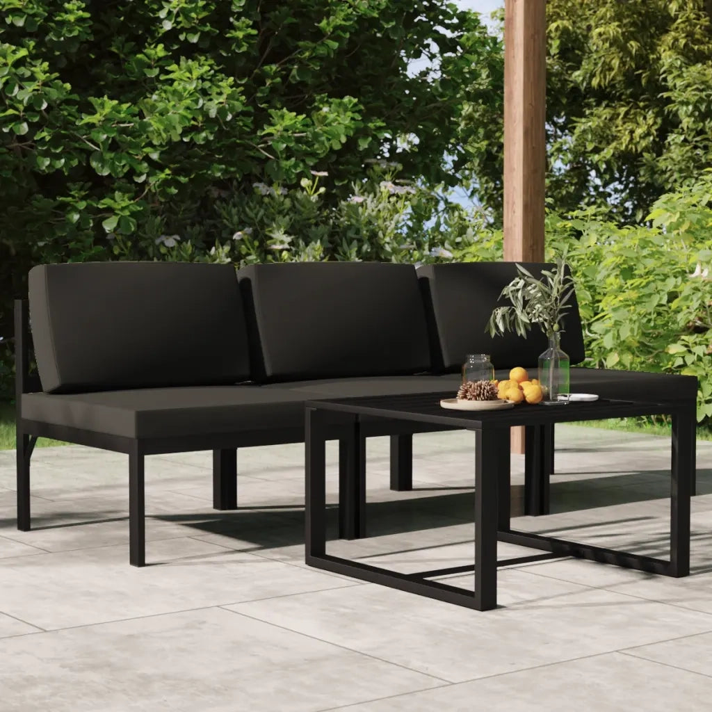 Set Divani da Giardino 4 pz con Cuscini in Alluminio Antracite cod mxl 35821