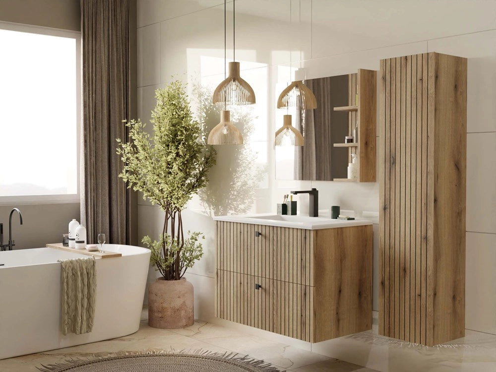 Mobile sottolavabo TIGO 80 2s rovere EVOKE scanalato frontale + umywalka