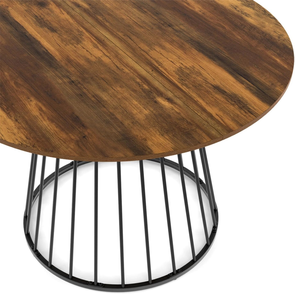 Tavolo da pranzo rotondo YUNA 6 persone con piano in legno scuro e nero HAWKINS 110 cm