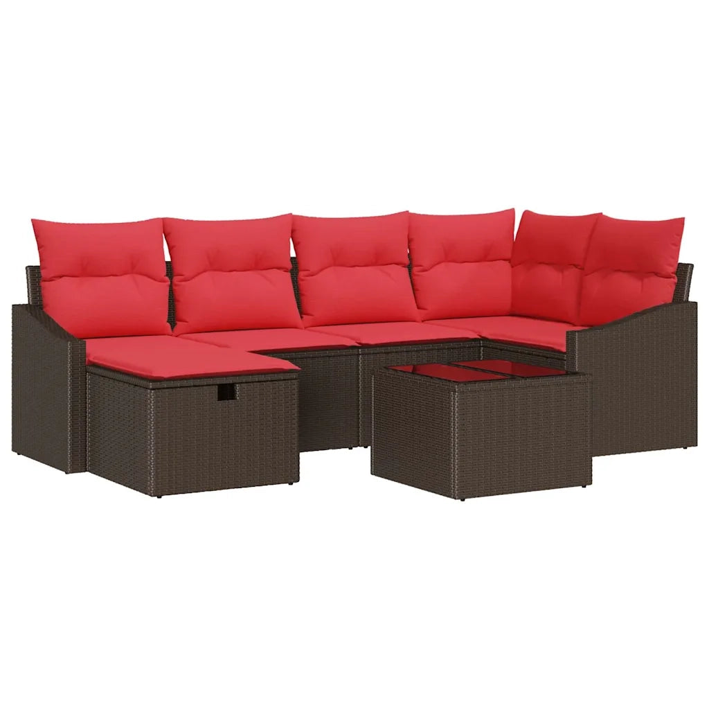 Set di divani con cuscino con archiviazione Marrone polyrattan 3359293