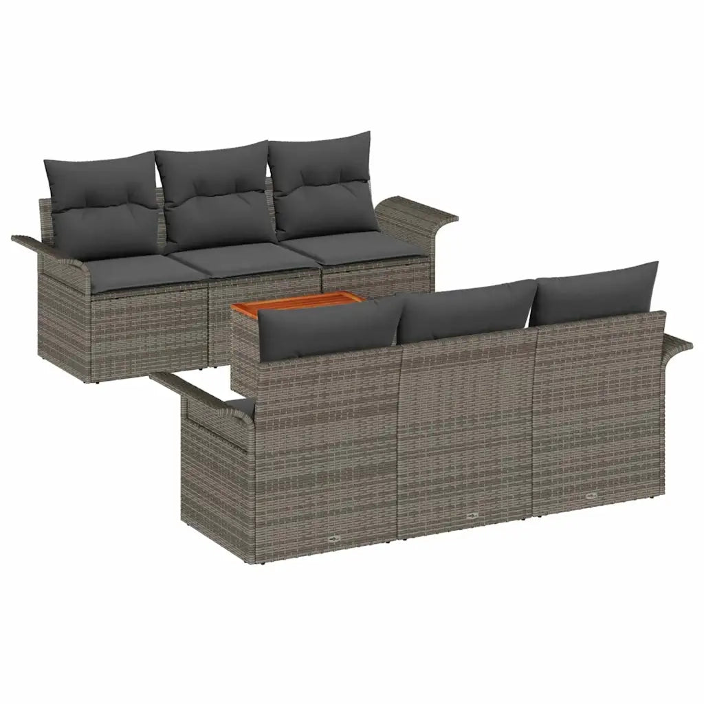 Set Divano da Giardino con cuscino 7 pcs Grigio polyrattan