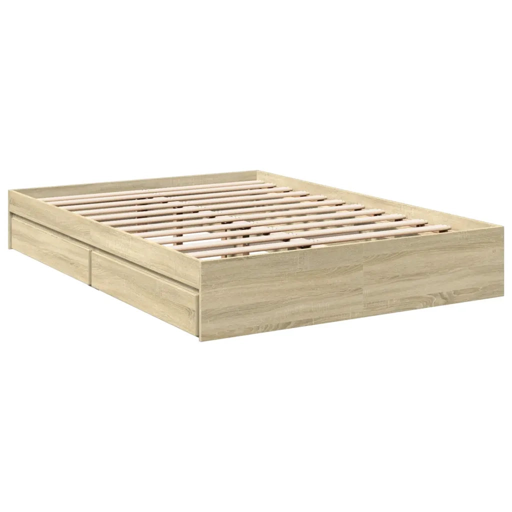 Giroletto Cassetti-Struttura Letto con contenitore Rovere Sonoma 140x200 cm Legno Multistrato 372414