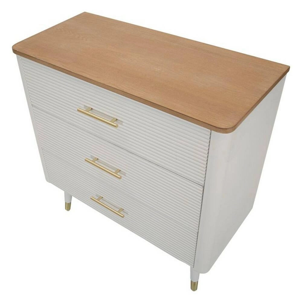 Cassettiera Phaidone, Settimino multiuso, Comò camera da letto, Mobile con cassetti, 78x37 h80 cm, Bianco e Marrone