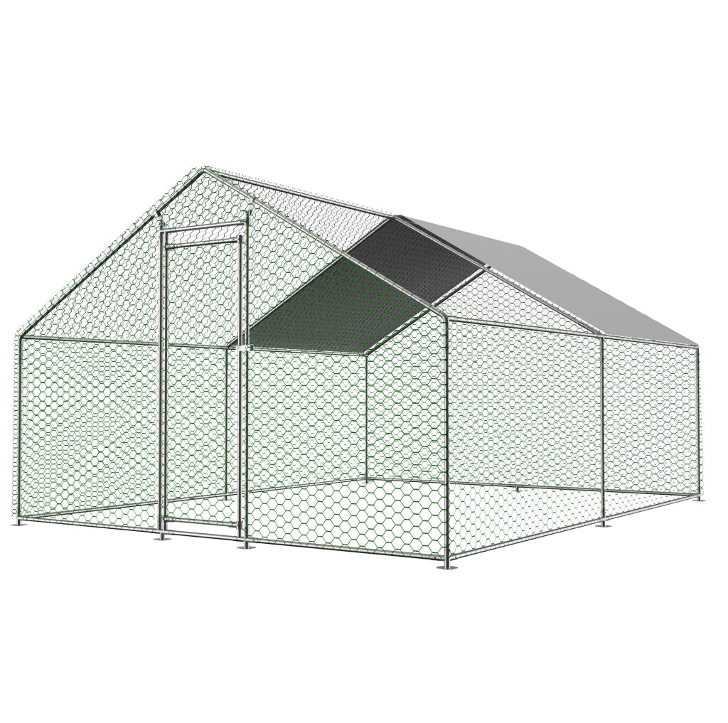 RECINTO PER POLLAME 3x4x2 m in Acciaio Zincato con Telo PE Argento
