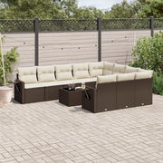 Set Divani da Giardino 11 pz con Cuscini Polyrattan Marrone 3253040