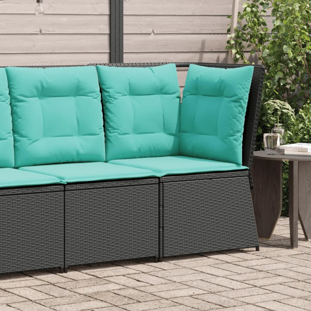 Divano angolare da giardino con Cuscini in Polyrattan Nero 368990