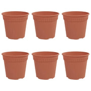 Fioriere | Cassetta per fiori | Vaso Rotondo per Fiori 6 pz Rosso Mattone ? 17 x 14 cm