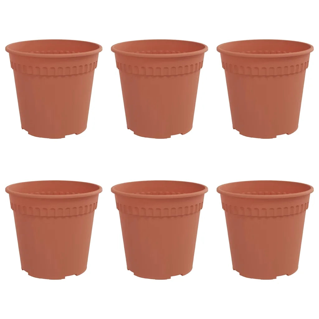 Fioriere | Cassetta per fiori | Vaso Rotondo per Fiori 6 pz Rosso Mattone ? 17 x 14 cm