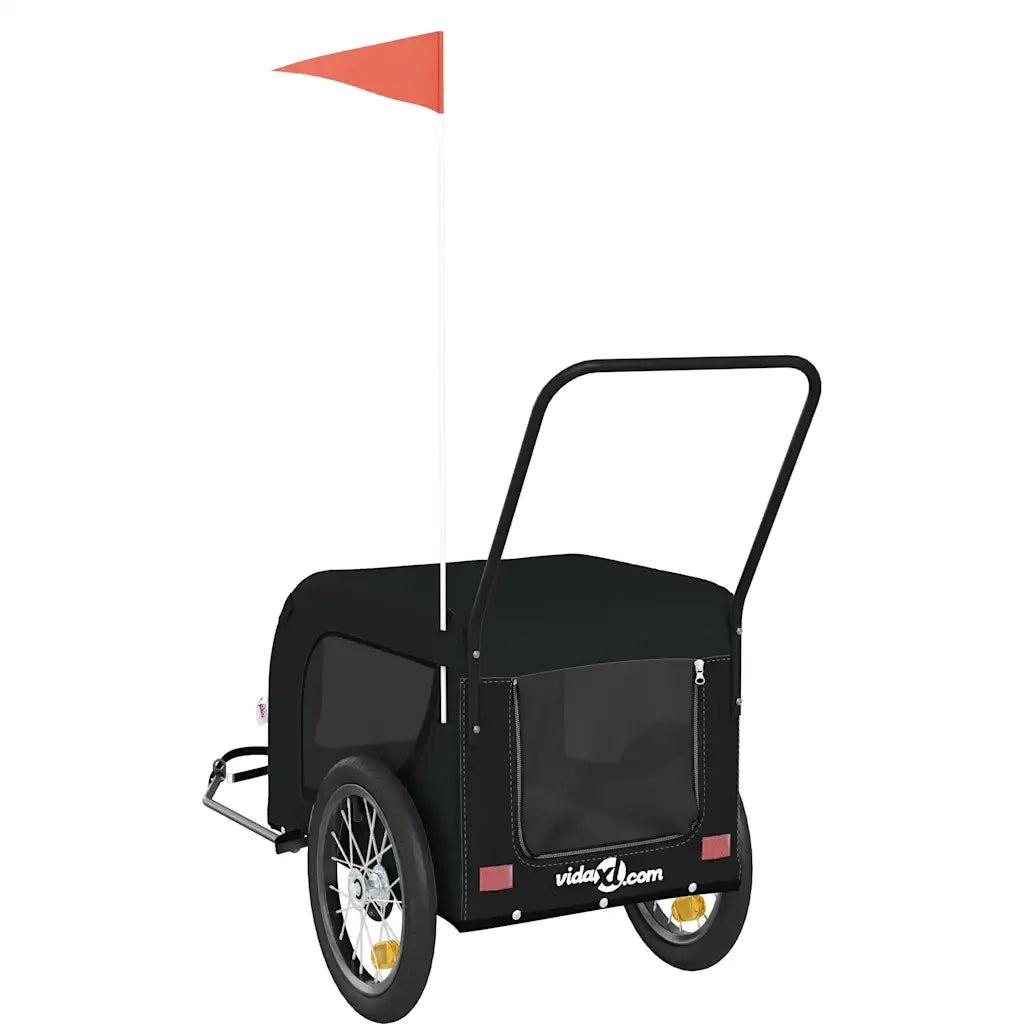 Rimorchio da Bici per Animali Nero Oxford e Ferro CFW3215185