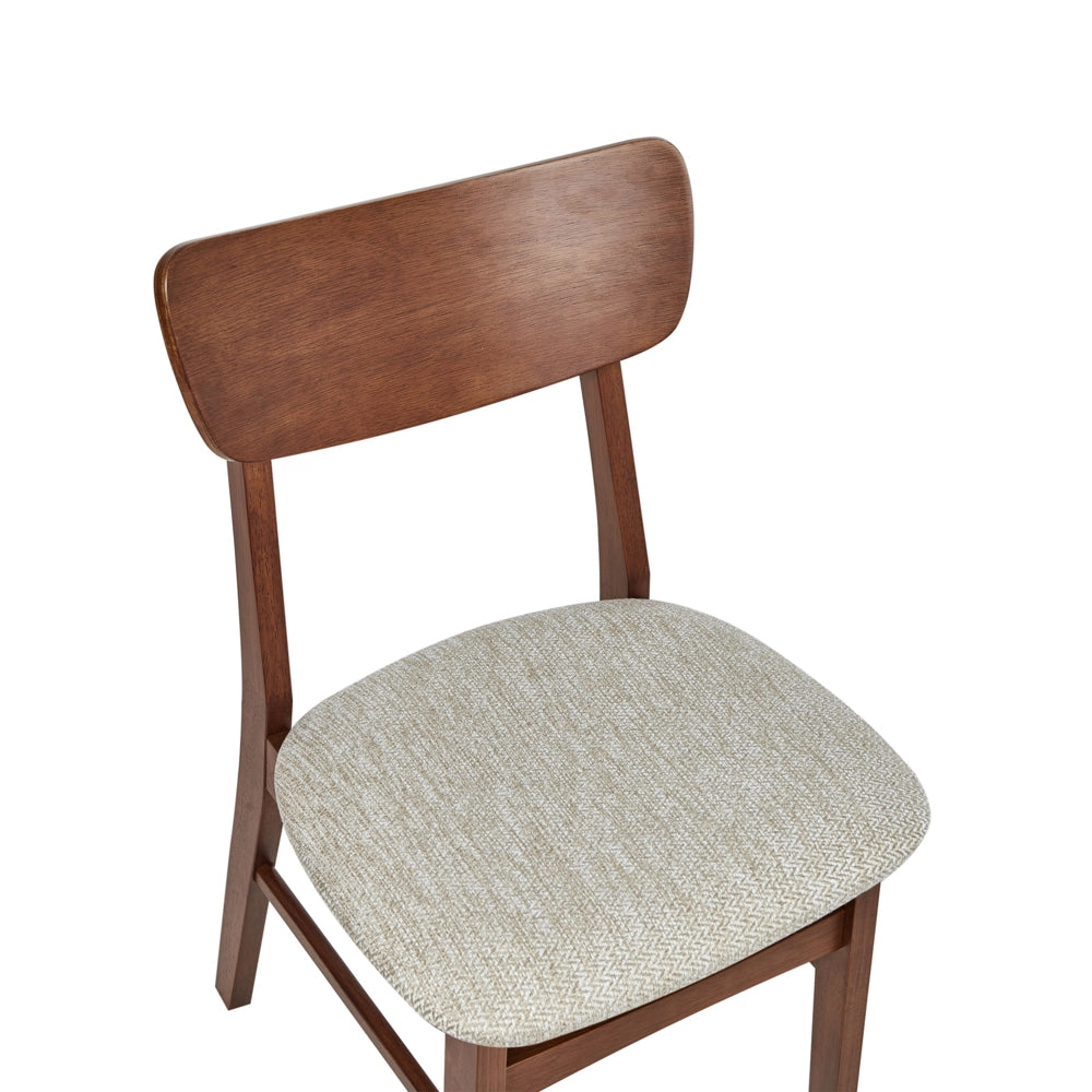 Set di 2 sedie da pranzo Struttura in legno di gomma scuro Seduta in tessuto poliestere tortora Design retrò senza braccioli