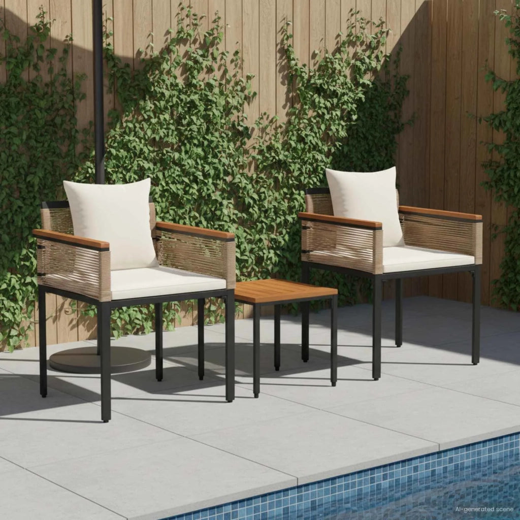 Set di Mobili da esterno | Set Salotto da Giardino Beige e Bianco Crema polyrattan