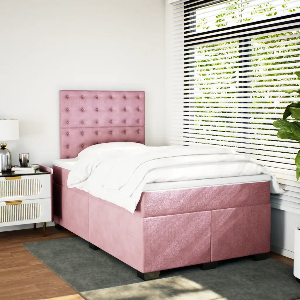 Giroletto a Molle con Materasso Rosa 120x190 cm in Velluto 3290875