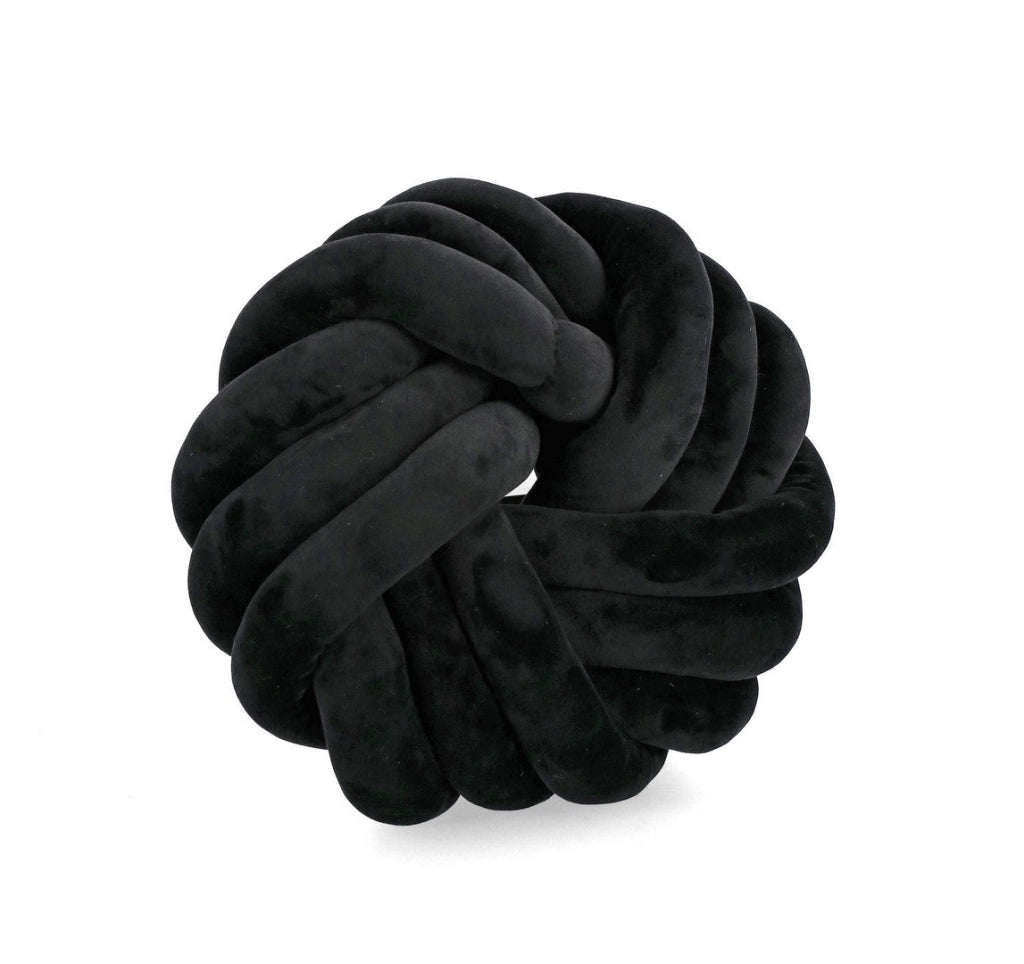 Set di 4 Cuscini Rotondi a Nodo in Velluto Avorio Ø38 cm - KRISH