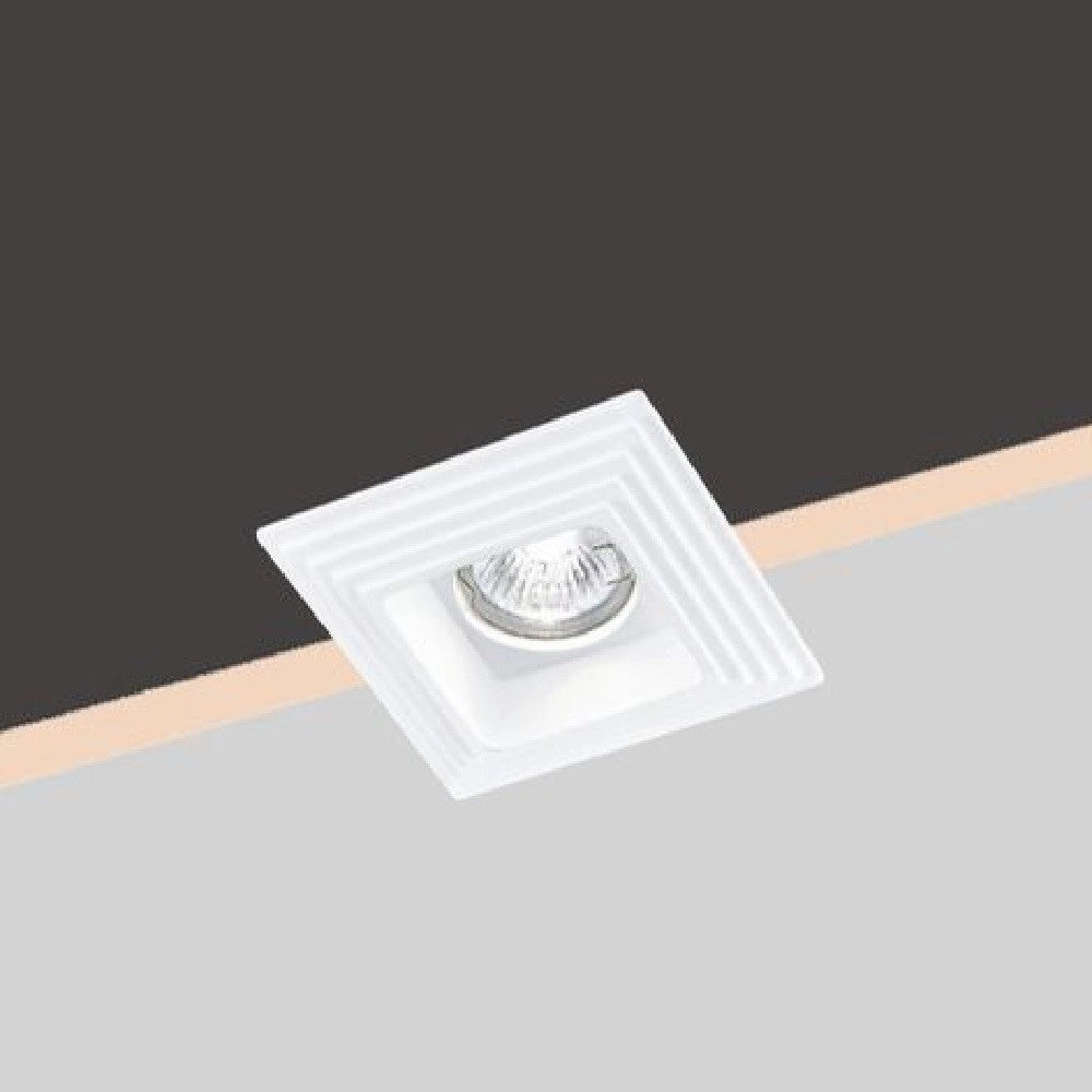 Trade Shop - Portafaretto Incasso Gesso A Scomparsa Motivo Quadrato Portalampada Gu10 Gs-16 -