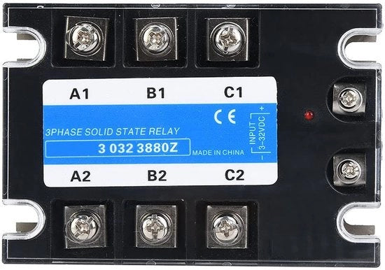 Relè statico - Trifasico - 80 A - Adatto per AC 24-480 V - Ingresso DC 3-32 V - Relè a semiconduttore con visualizzazione dello stato