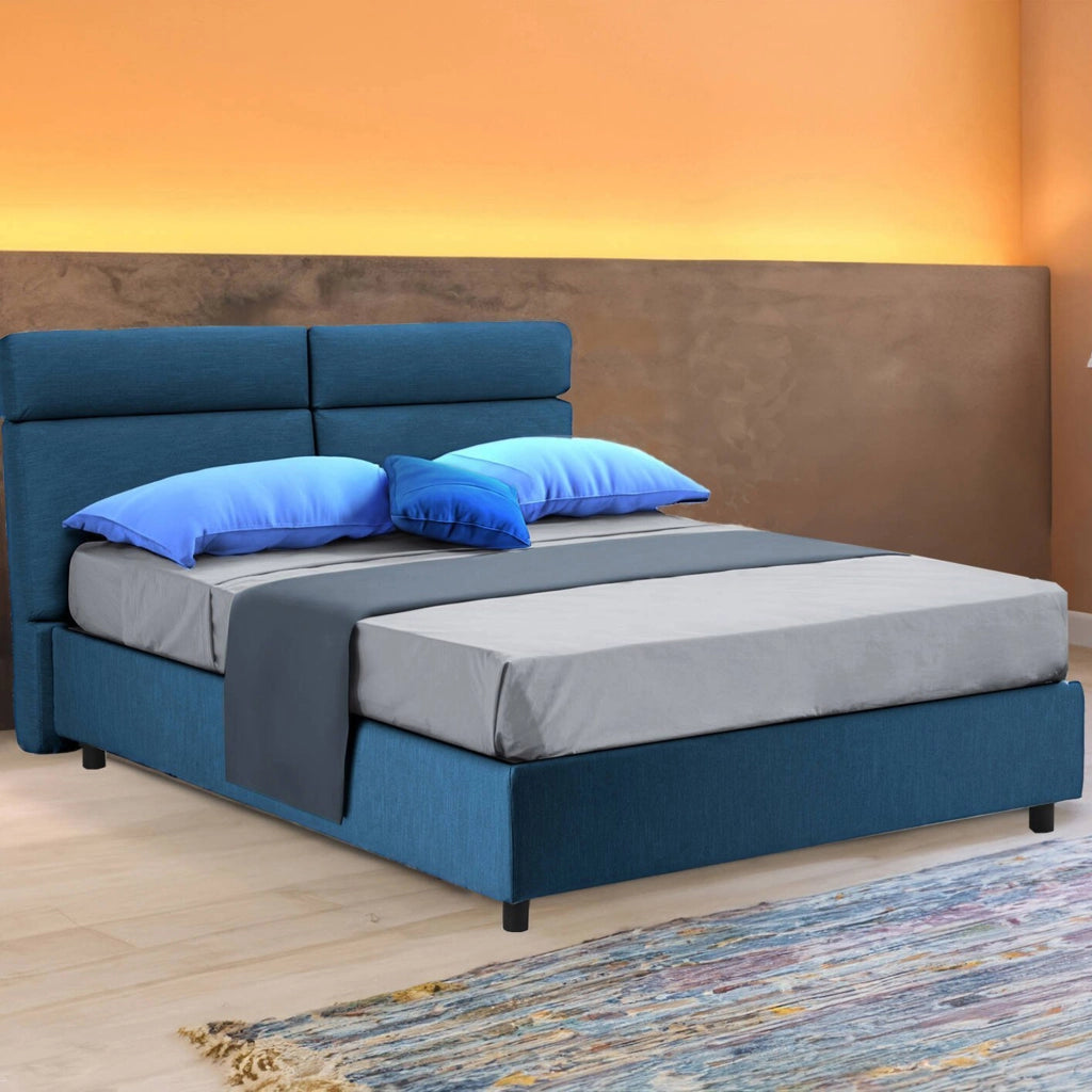 Letto Matrimoniale Alcatron, Letto Matrimoniale Sfoderabile Made in Italy, blu