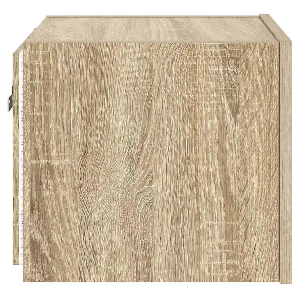 Mobile TV a Parete con Luci LED Rovere Sonoma 30,5x35x80 cm 837222