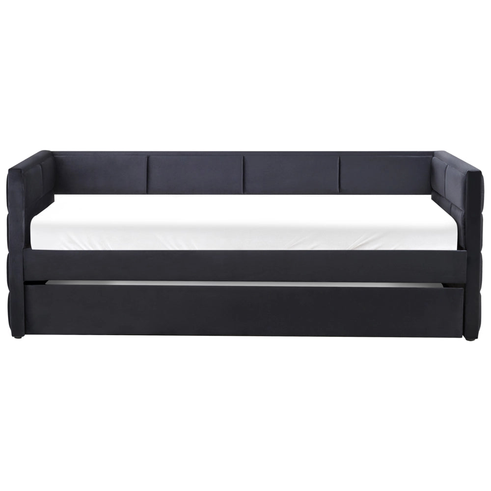 Letto singolo con secondo letto a scomparsa in velluto nero 90 x 200 cm camera da letto cameretta