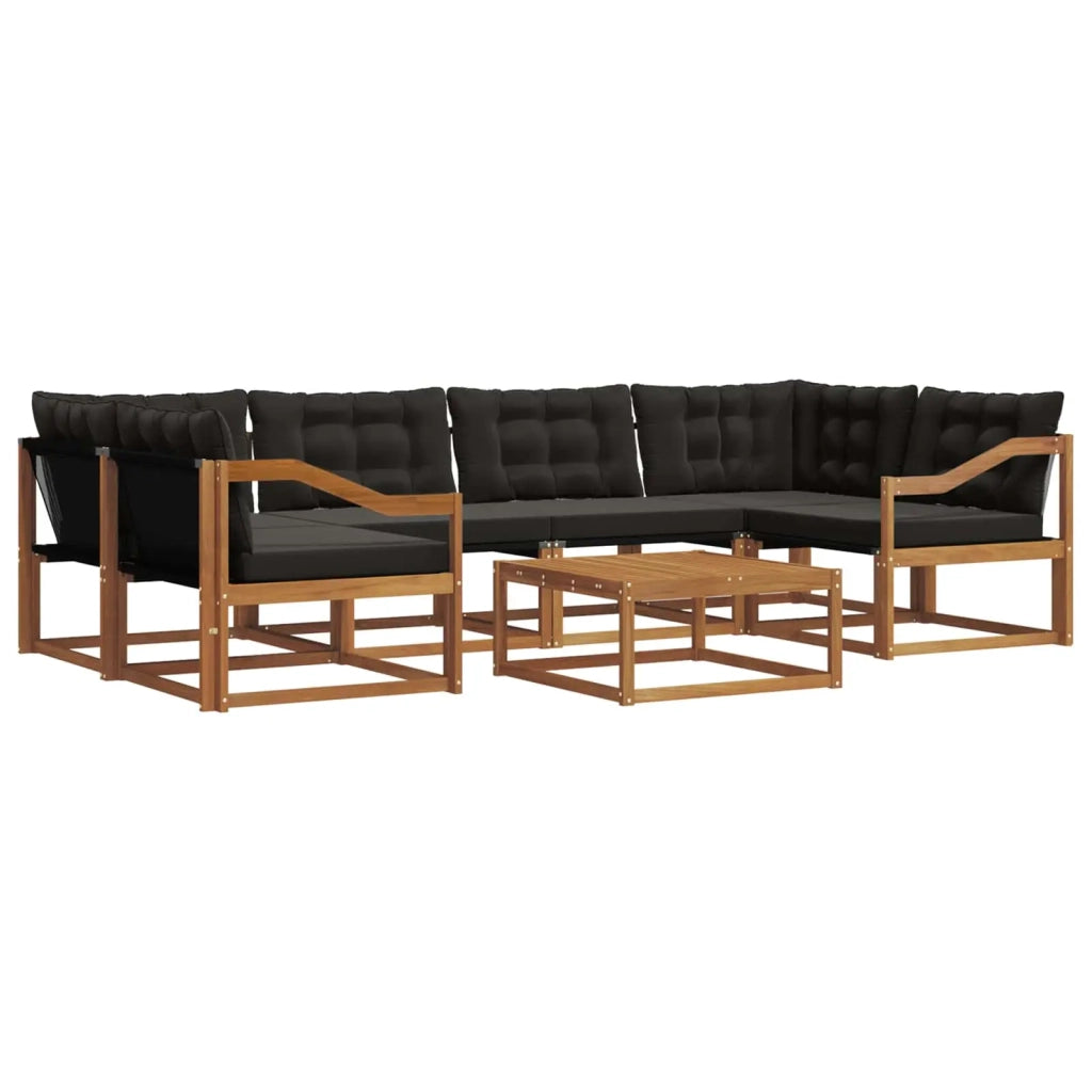 Set di divani da esterno con cuscino 7 pcs Naturale e Nero 3369251