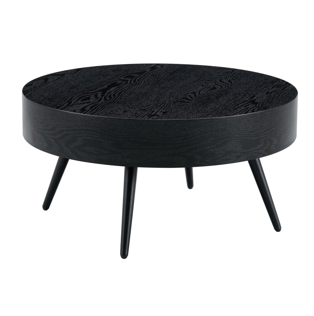 Tavolino da caffè rotondo ? 70 x 35.5 cm con piano resistente ai graffi in MDF nero