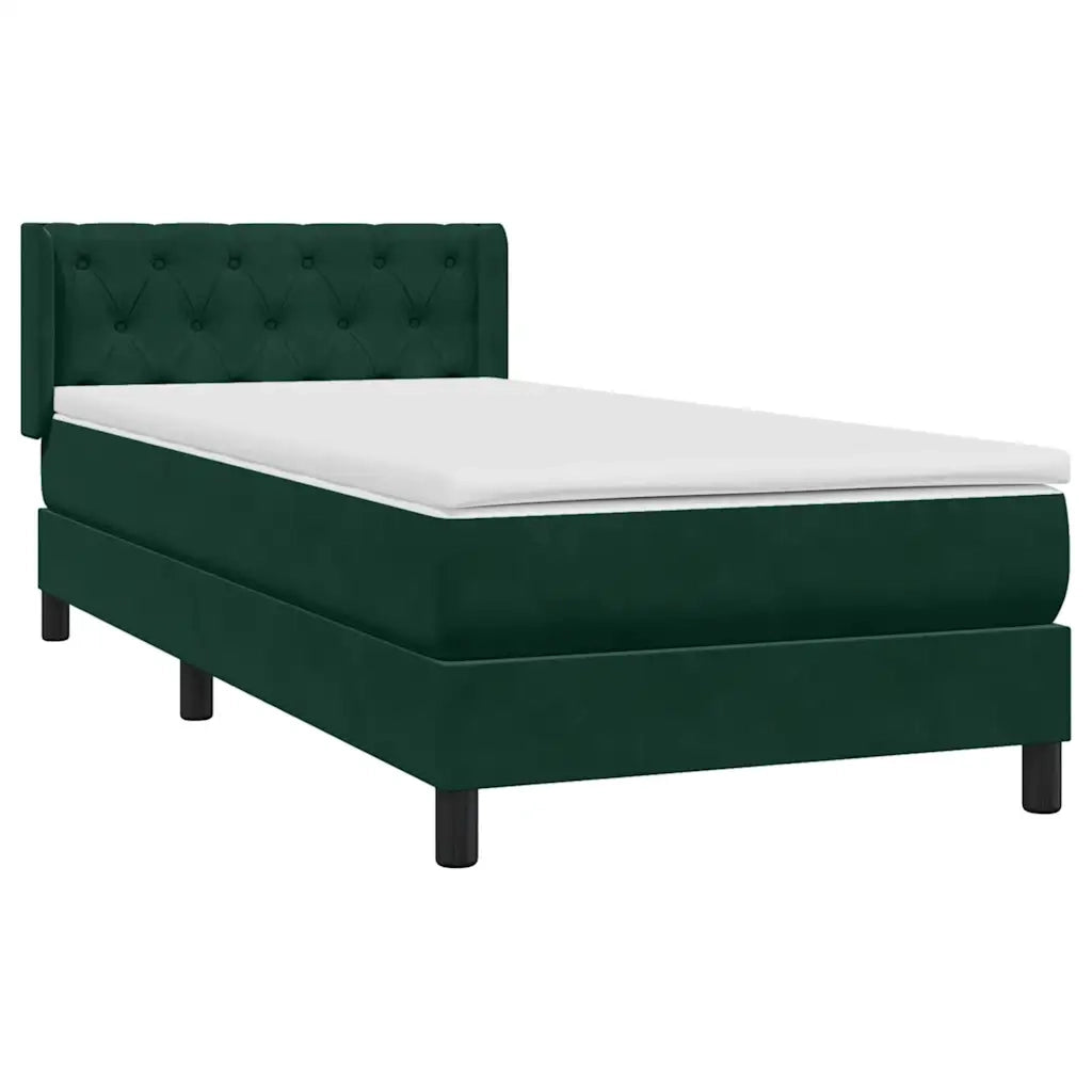 Giroletto a Molle con Materasso Verde Scuro 80x220 cm Velluto 3318390