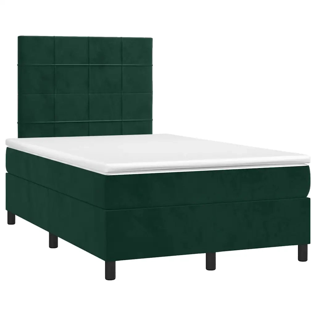 Giroletto a Molle con Materasso Verde Scuro 120x190 cm Velluto 3270004