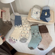 7 paia di calze da Natale a colori, calze morbide e calde in lana per autunno e inverno, calze per donne