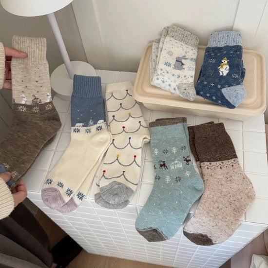 7 paia di calze da Natale a colori, calze morbide e calde in lana per autunno e inverno, calze per donne