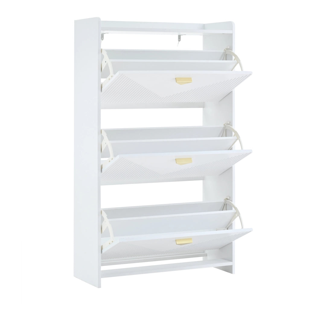 Scarpiera con 3 Ante a Ribalta e 6 Ripiani ¨C Xylo ¨C Bianco MDF 70x30x120 cm