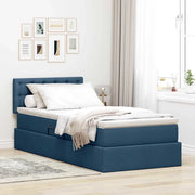 Letto con contenitore e LED con led Blu 100 x 200 cm Tessuto 3371255