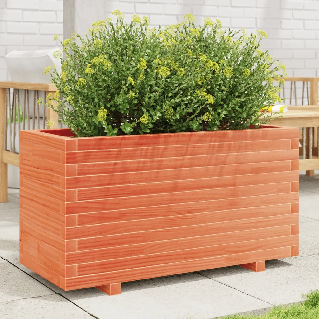 Fioriera | Cassetta per fiori | Vaso Giardino Marrone Cera 90x40x49,5cm Legno Massello Pino