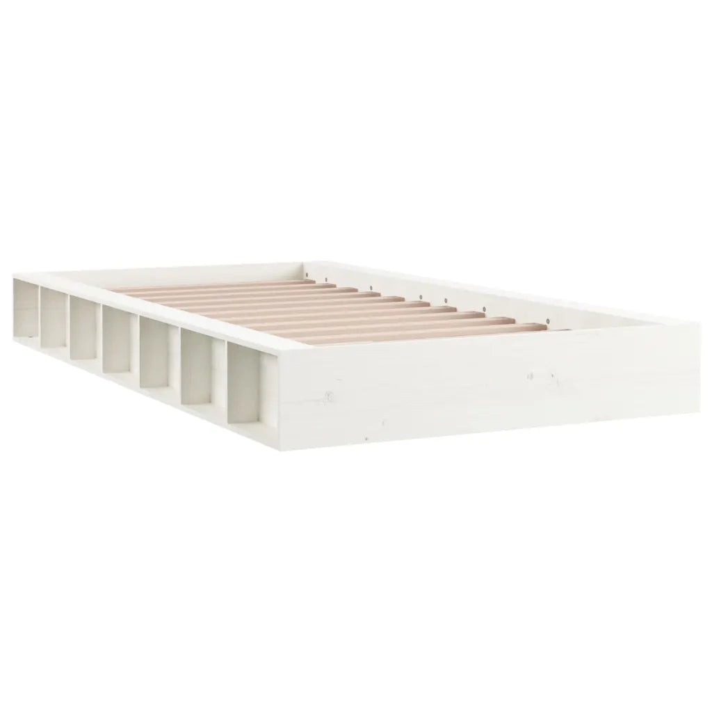 Giroletto-Struttura Letto Bianco 140x190 cm in Legno Massello 421587