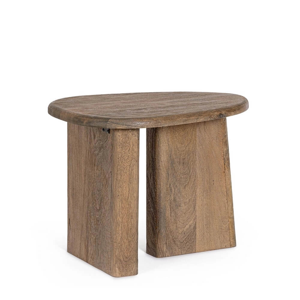 Tavolino in Legno di Mango Piano Ovale Finitura Naturale - ENIGMA