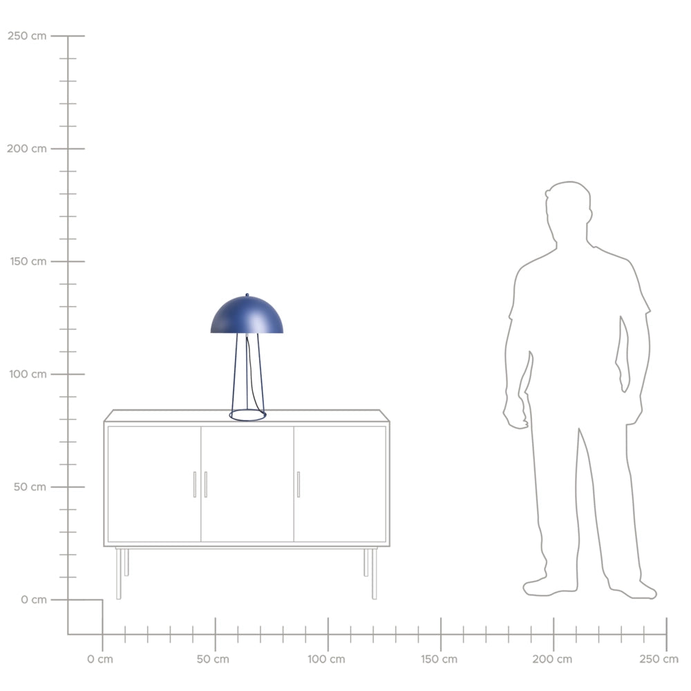 Lampada da tavolo Base e paralume in ferro blu Due lampadine Design minimalista Soggiorno