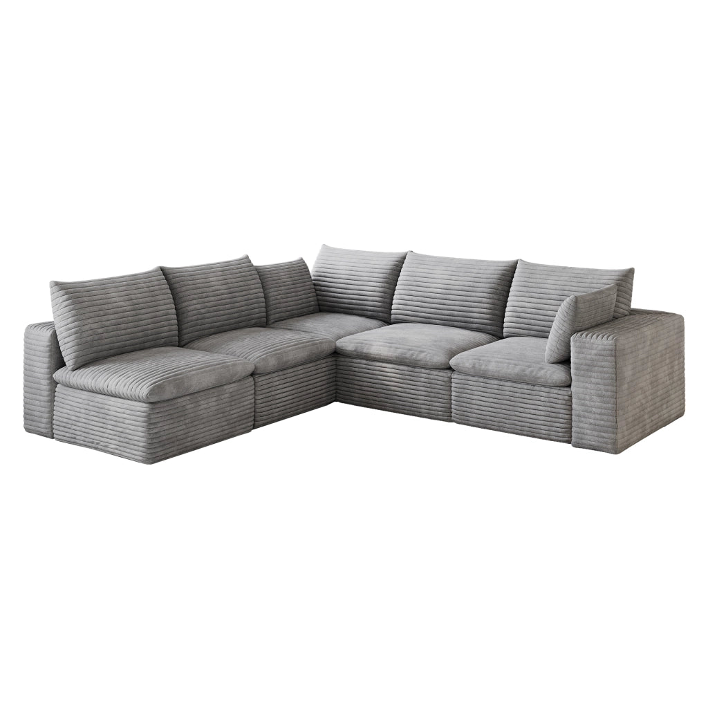 Divano Cloud 340cm ¨C MINIMAL ¨C Tessuto Velluto a Coste, Grigio Scuro, Imbottito, Sfoderabile
