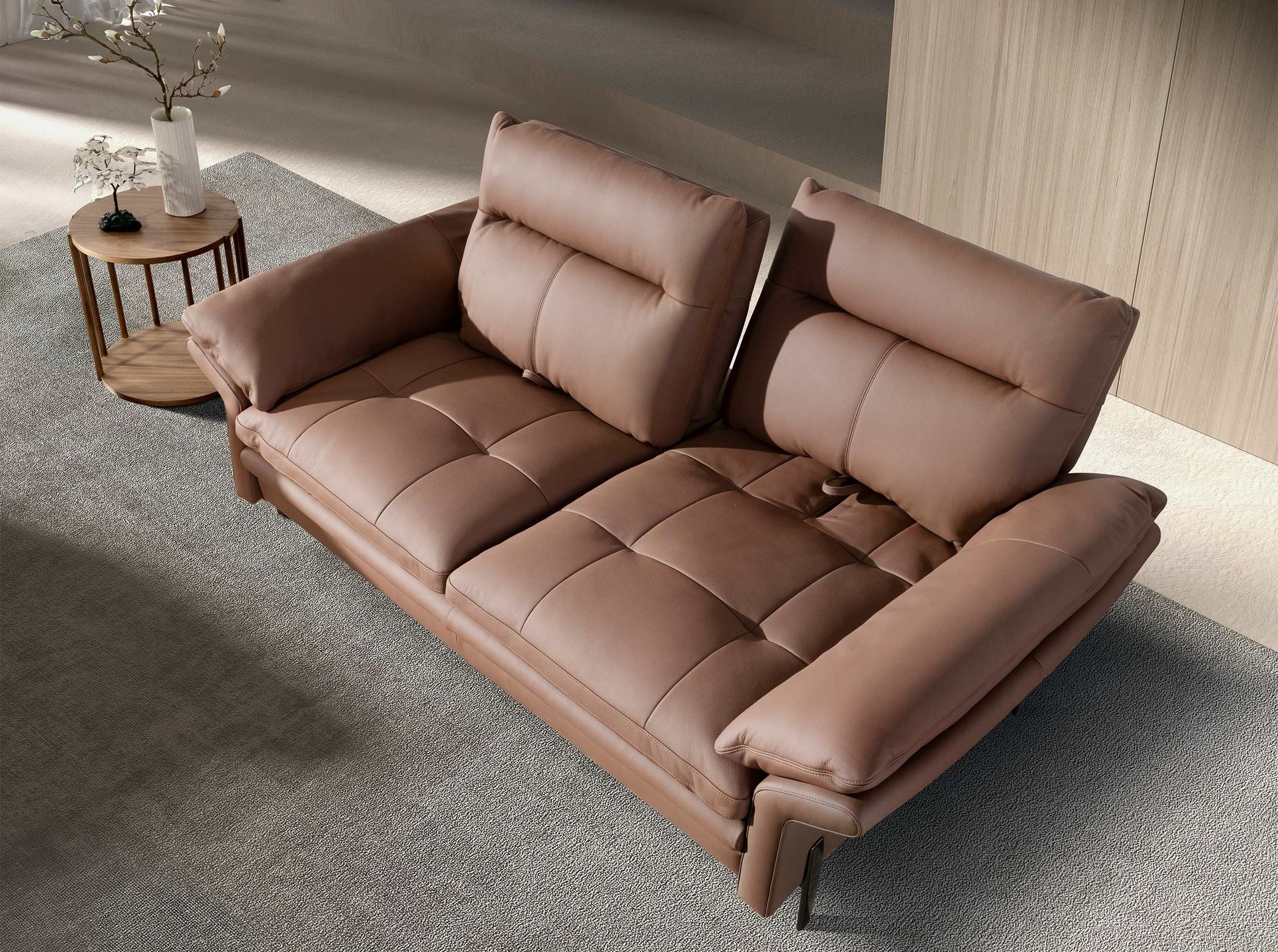 Divano a 2 posti in pelle marrone