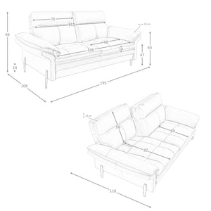 Divano a 2 posti in pelle marrone