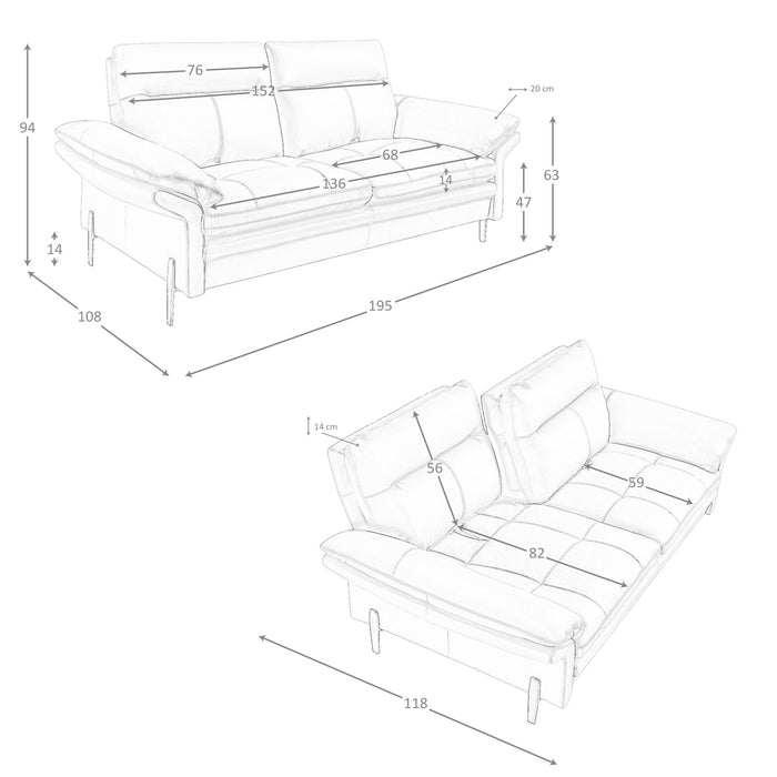 Divano a 2 posti in pelle marrone