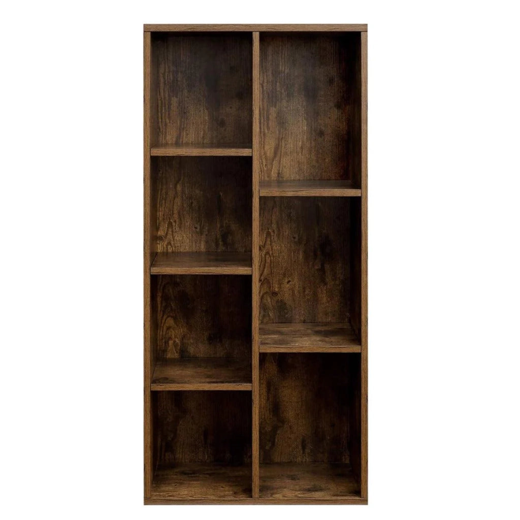 Libreria a 7 scomparti con 7 ripiani a cubo aperti spazio di archiviazione per soggiorno e ufficio 50 x 24 x 106 cm stile industriale marrone rustico 12_0002820