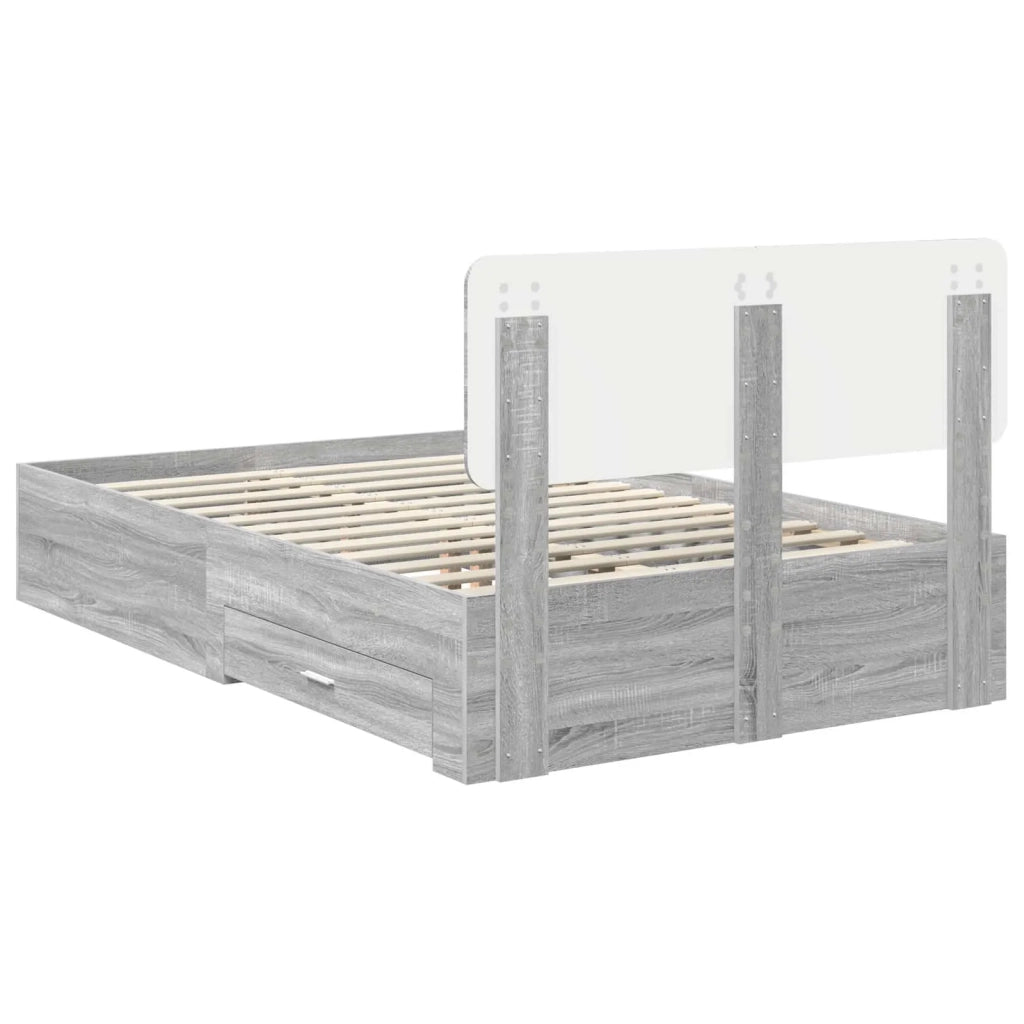 Struttura del letto con testiera Grigio Sonoma 135 x 190 cm 3412387