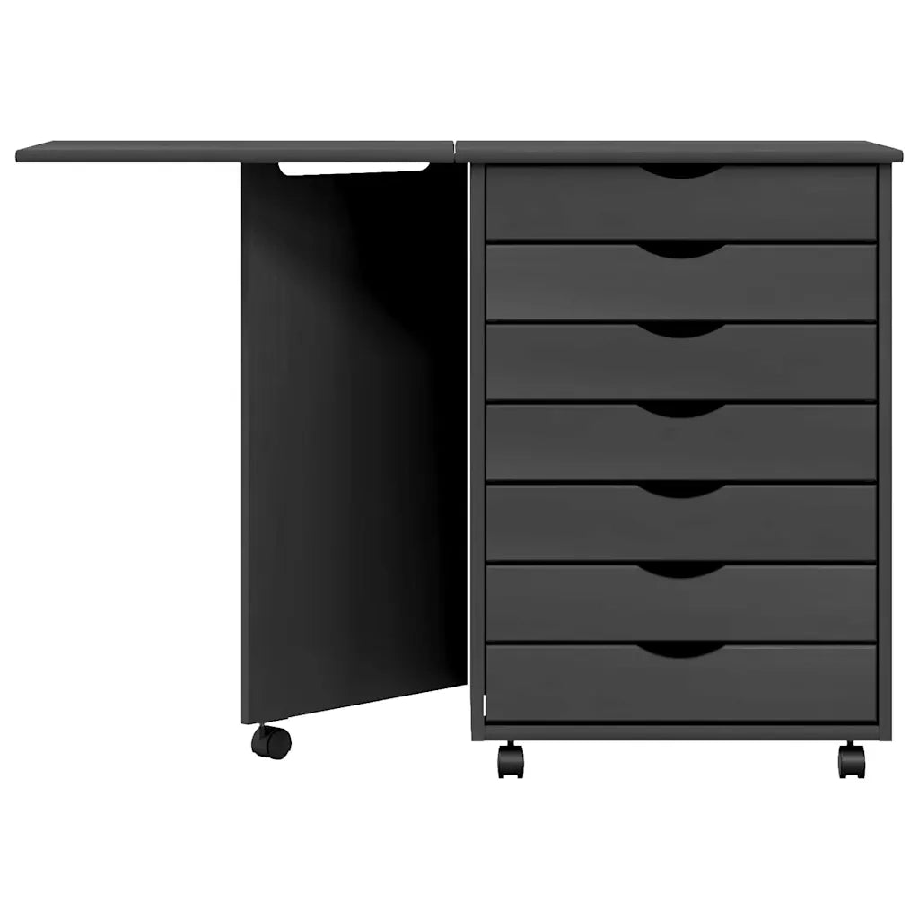 Armadio su ruote con scrivania pieghevole 105,5 x 39 x 74,5 cm design moderno pratico per la camera da letto realizzato in legno di pino grigio 02_0047170