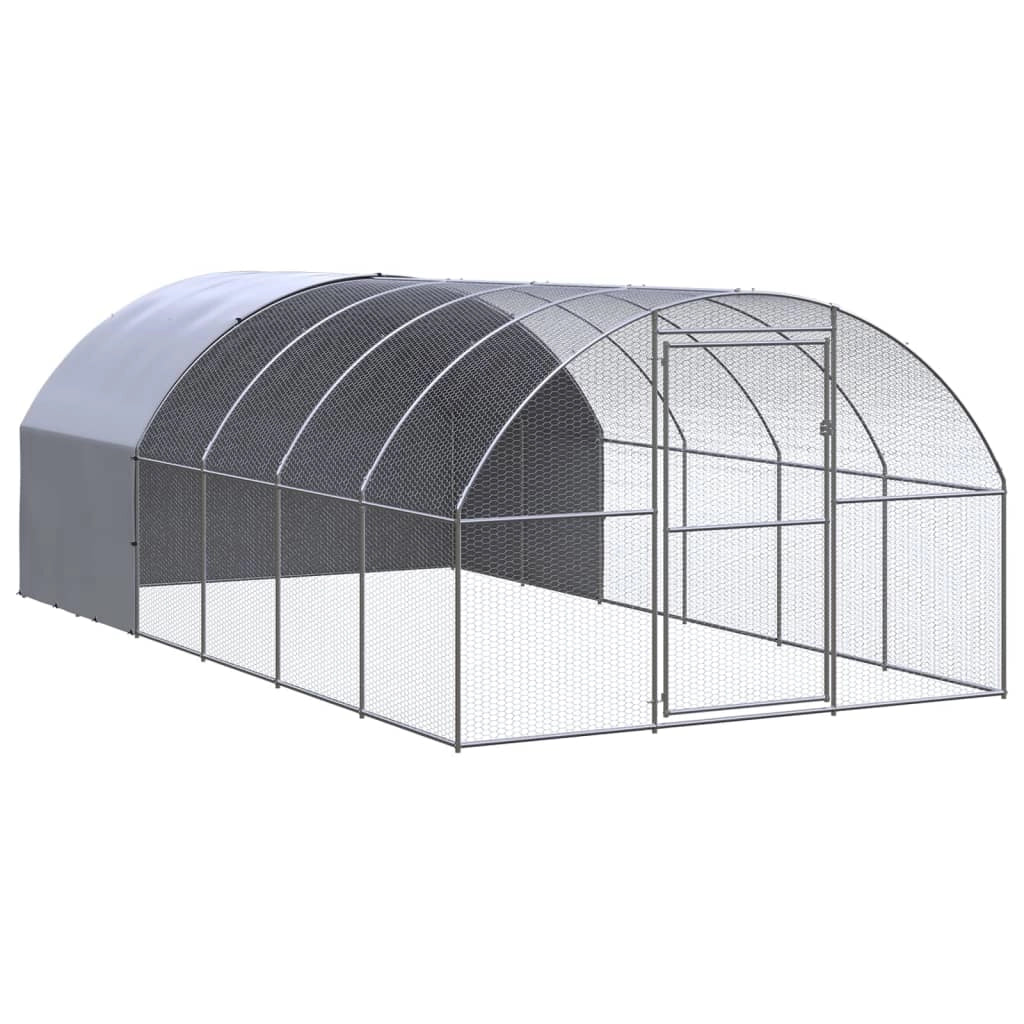 Pollaio/recinto/gabbia per polli da esterno 3 x 6 x 2 m acciaio zincato argento 02_0044013