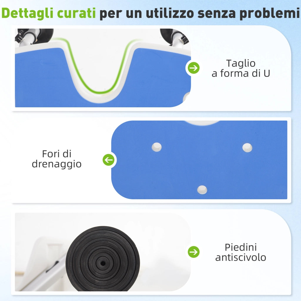 Sgabello Doccia Regolabile con Maniglione e Seduta Imbottita ¨C Zephmum ¨C Blu