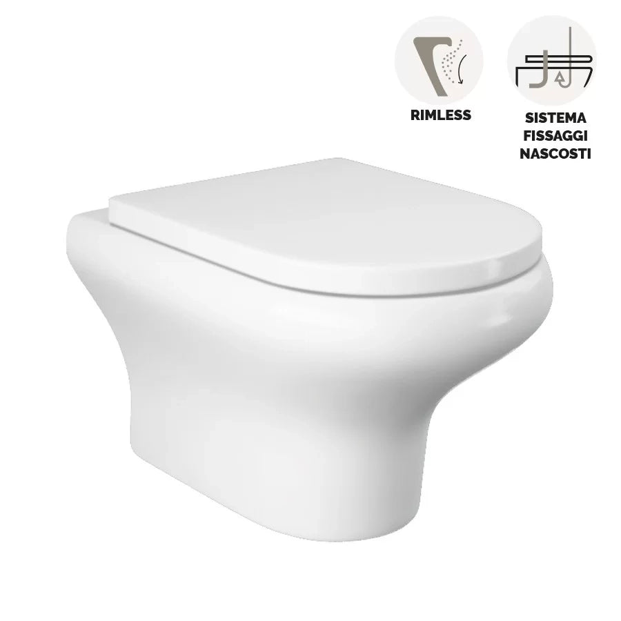 Vaso sospeso compact con fissaggi nascosti