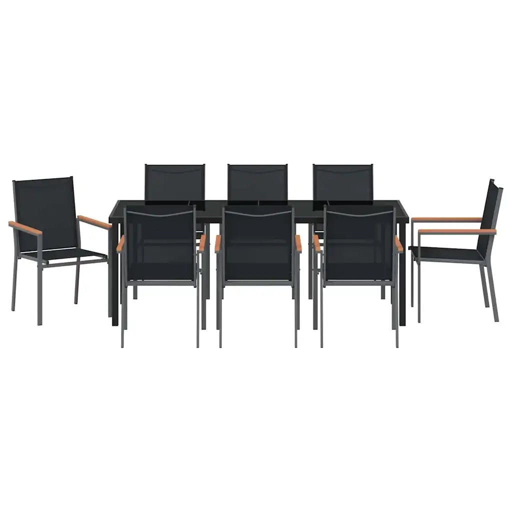 Set da Pranzo per Giardino 9 pcs Nero 3379092