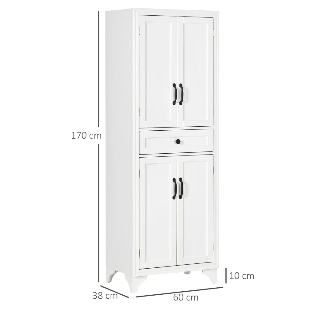 Armadio cucina 4 ante 2 ripiani tiroio centrale ¨C zephmum ¨C bianco 170 cm
