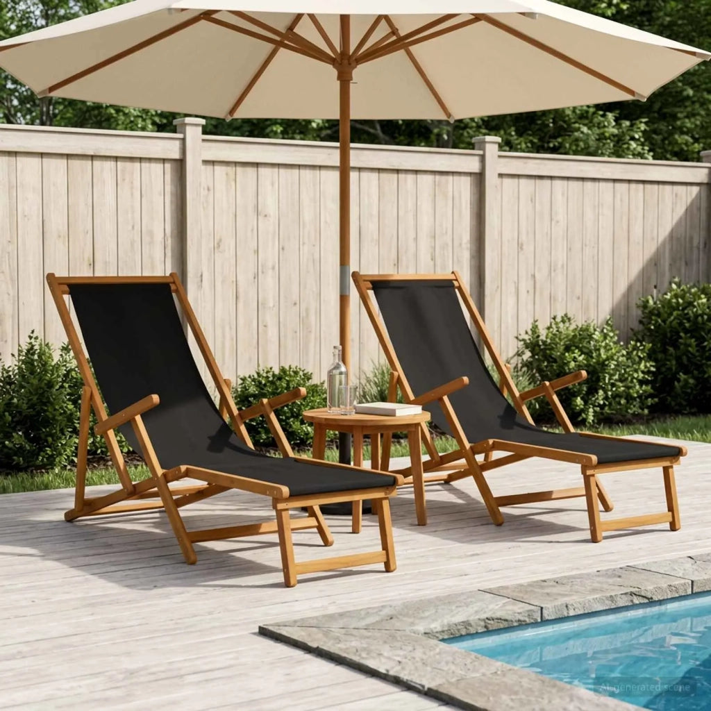 Lettino prendisole pieghevole 2 pcs 3 Posizione Nero 3407824