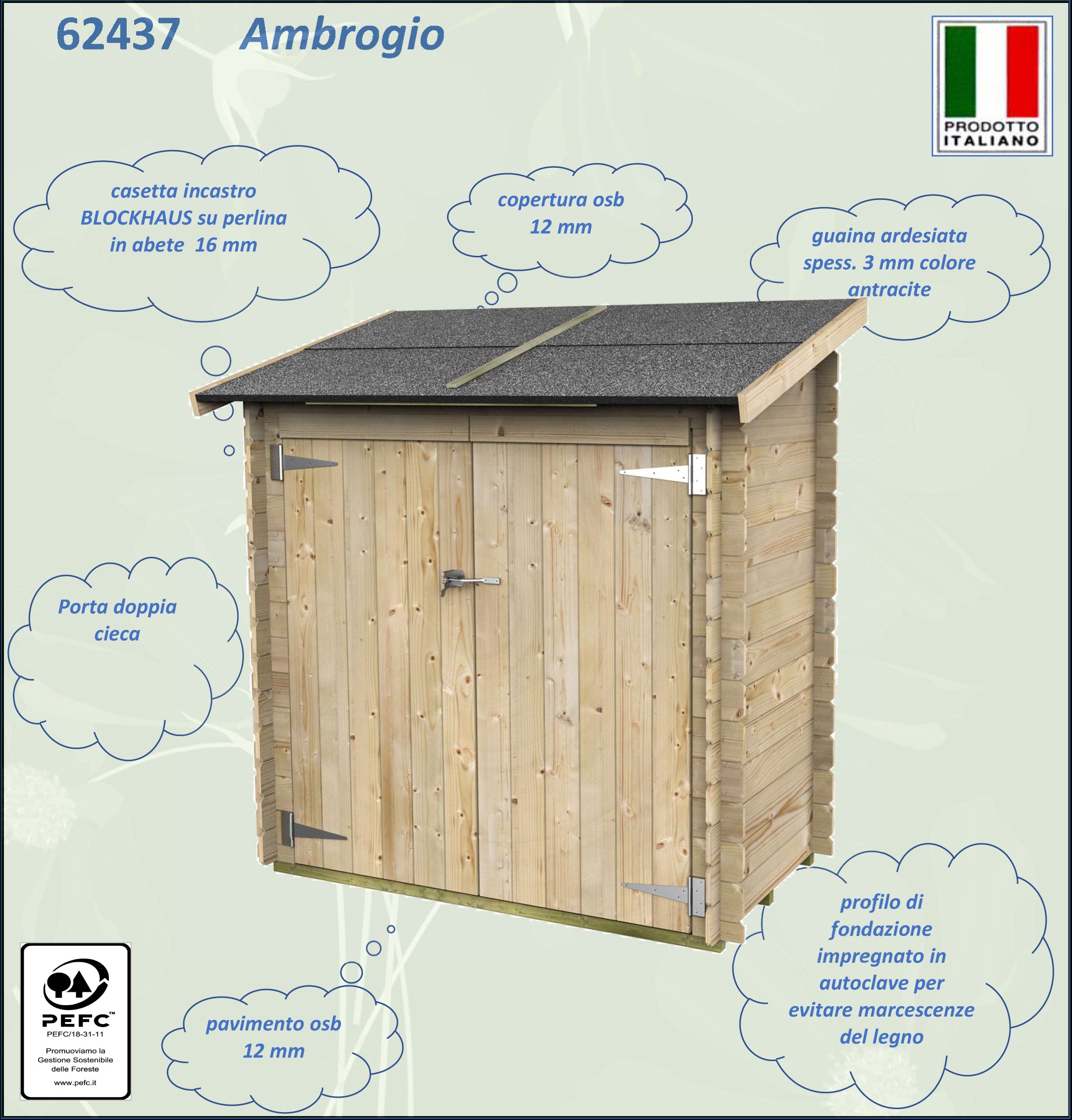Casetta Bh16 Ambrogio Addossata 155X85 Cm Pdc Pefc