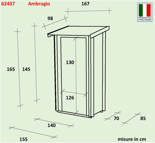 Casetta Bh16 Ambrogio Addossata 155X85 Cm Pdc Pefc