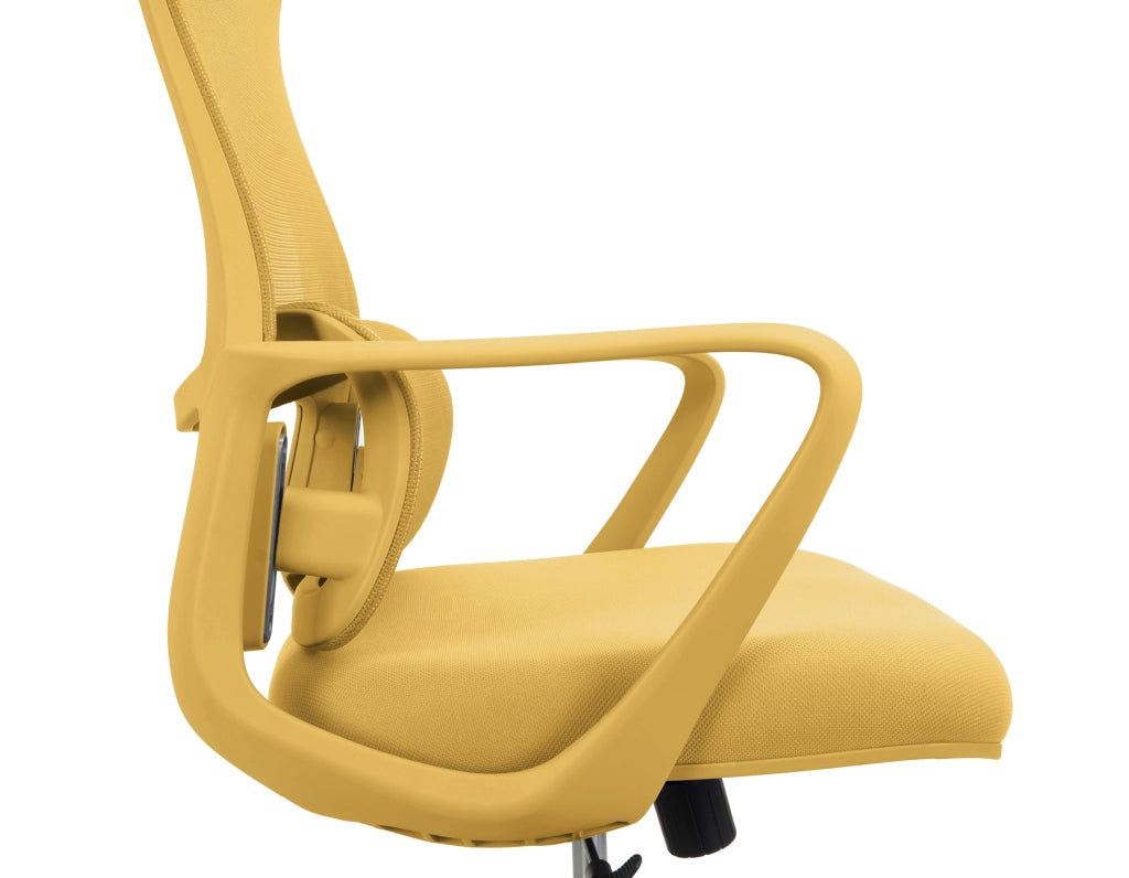 Sedia studio Hispanohogar altezza regolabile in tessuto giallo